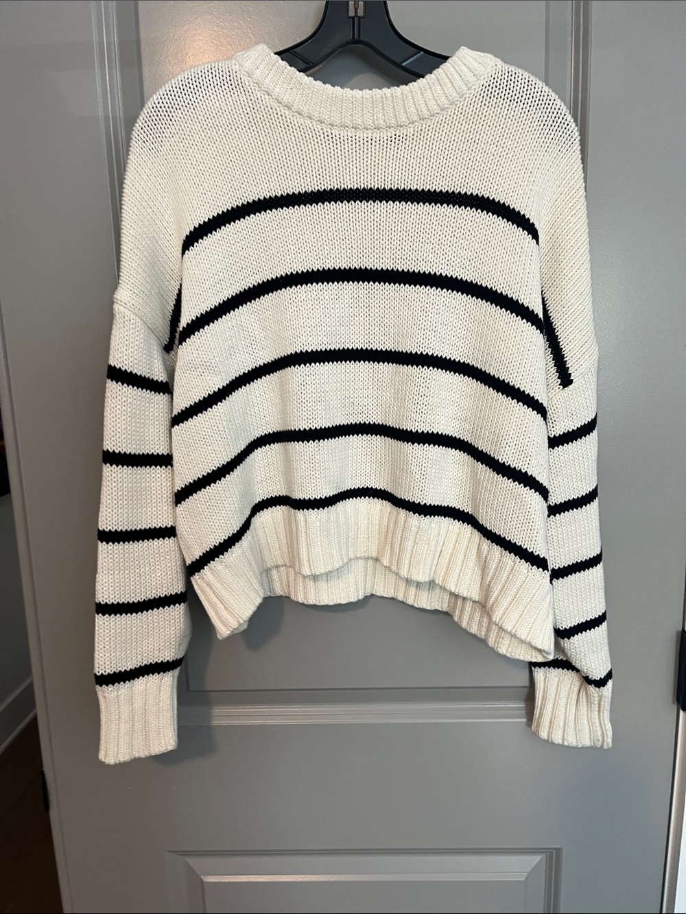 Jenni Kayne Striped Cream and Black Knit Sweater